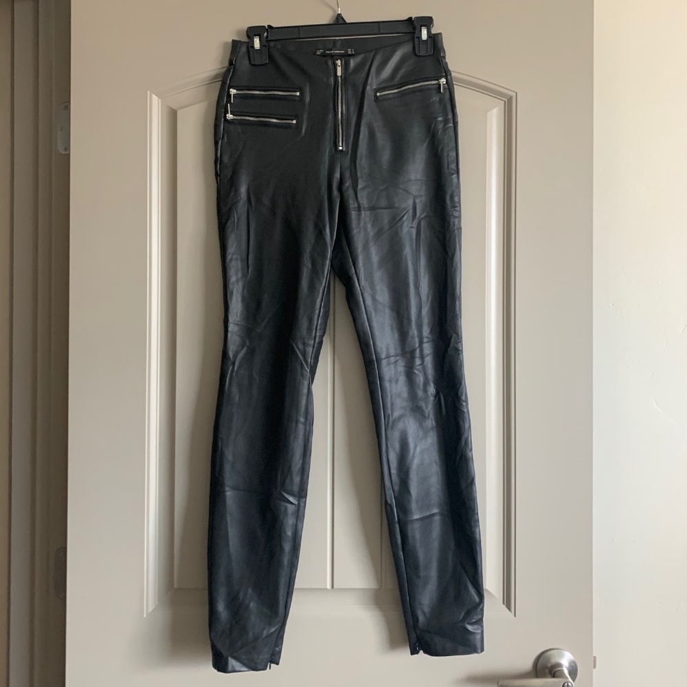 Zara faux leather pants with zippers